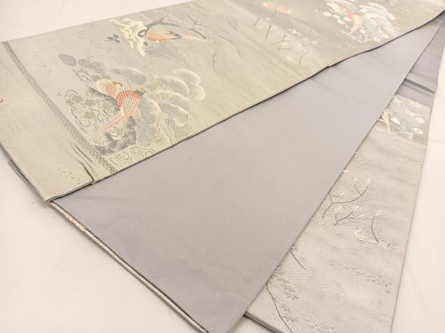 平和屋着物◎六通柄袋帯 唐織 尾長鳥 浜松文 金銀糸 正絹 逸品 BAAT8330yc