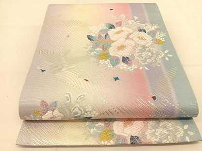 平和屋着物◎六通柄袋帯 唐織 花鳥丸文 金銀糸 正絹 逸品 BAAT8339yc