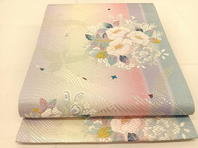 平和屋着物◎六通柄袋帯 唐織 花鳥丸文 金銀糸 正絹 逸品 BAAT8339yc