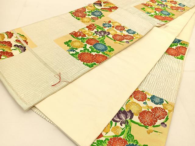 平和屋着物◎六通柄袋帯 唐織 花丸文 金銀糸 正絹 逸品 BAAT8341yc