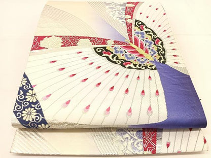 平和屋着物◎六通柄袋帯　唐織　花蝶文　金銀糸　正絹　逸品　BAAT8348yc