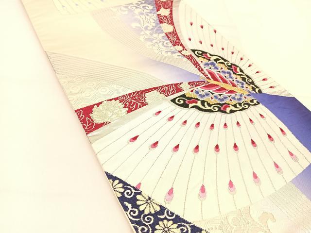 平和屋着物◎六通柄袋帯　唐織　花蝶文　金銀糸　正絹　逸品　BAAT8348yc