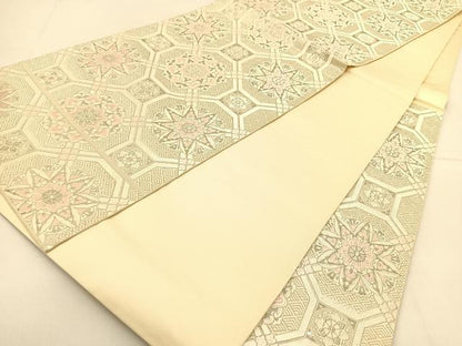 平和屋着物◎六通柄袋帯 唐織 蜀江花文 銀糸 正絹 逸品 BAAT8349yc