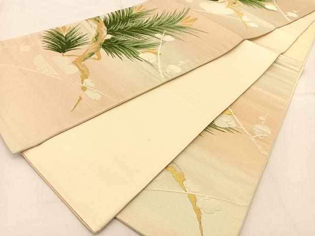 平和屋着物◎六通柄袋帯 唐織 松梅文 金銀糸 正絹 逸品 BAAT8356yc