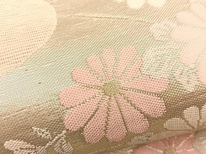 平和屋着物＊夏物　六通柄袋帯　流水草花文　金銀糸　正絹　逸品　BAAT8448du