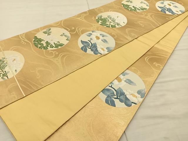 平和屋着物◎六通柄袋帯 花丸文 金糸 正絹 逸品 BAAT8612fc