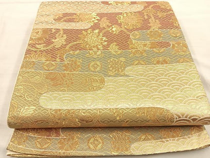 平和屋着物◎六通柄袋帯 有職名物裂 金糸 正絹 逸品 BAAT8623fc