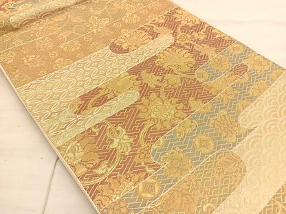 平和屋着物◎六通柄袋帯 有職名物裂 金糸 正絹 逸品 BAAT8623fc