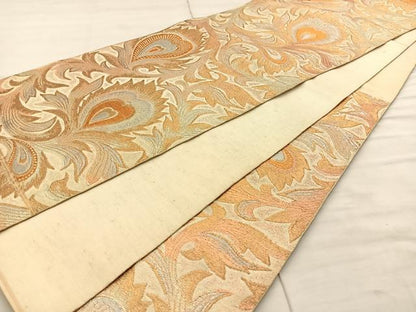 平和屋着物◎六通柄袋帯　更紗花文　金糸　正絹　逸品　BAAT8626fc