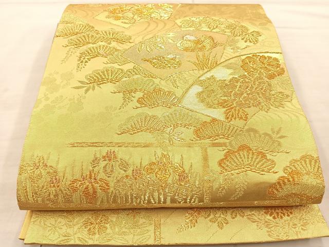 平和屋着物◎六通柄袋帯 鴛鴦花文 金糸 正絹 逸品 BAAT8637fc