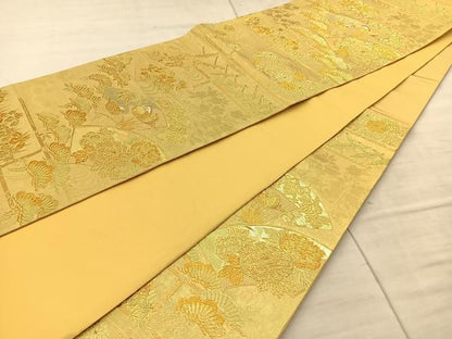 平和屋着物◎六通柄袋帯 鴛鴦花文 金糸 正絹 逸品 BAAT8637fc