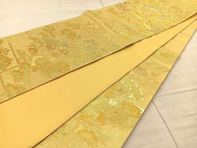 平和屋着物◎六通柄袋帯 鴛鴦花文 金糸 正絹 逸品 BAAT8637fc