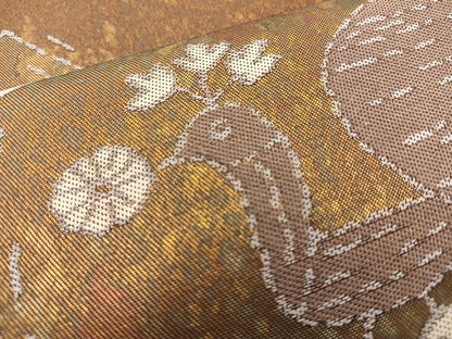 平和屋着物◎太鼓柄袋帯 花鳥文 引箔 正絹 逸品 BAAT8639fc