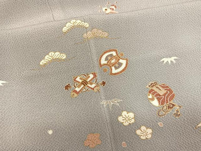 平和屋着物●上質な小紋　宝尽くし　金彩　鬼しぼ縮緬　正絹　逸品　BAAT8741hv