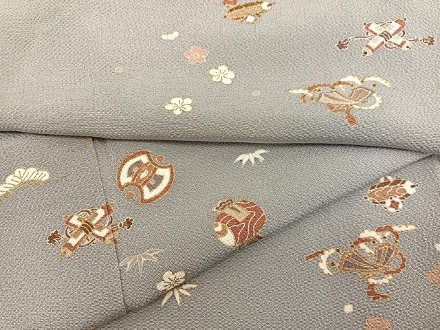 平和屋着物●上質な小紋　宝尽くし　金彩　鬼しぼ縮緬　正絹　逸品　BAAT8741hv