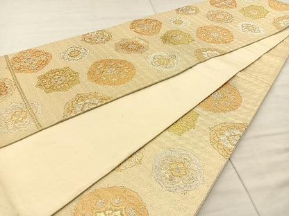 平和屋着物◎六通柄袋帯 舞花文 金銀糸 正絹 逸品 BAAT8808fc