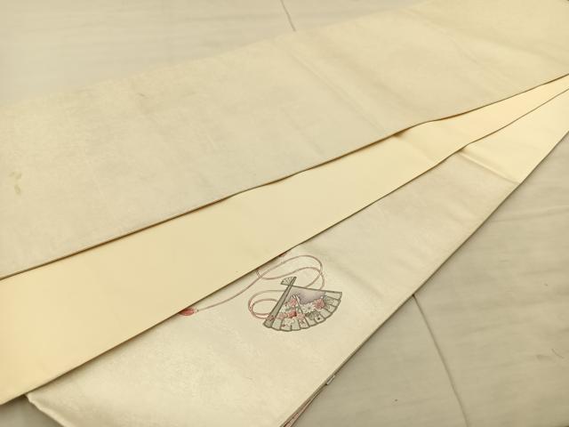 平和屋着物◎太鼓柄袋帯　手描き　人物花文　金糸　正絹　逸品　BAAT8811fc