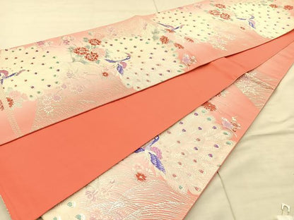 平和屋着物◎六通柄袋帯 唐織 孔雀花文 正絹 逸品 BAAT8812fc
