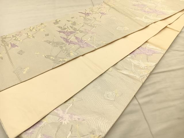 平和屋着物◎六通柄袋帯　唐織　飛鶴文　銀糸　正絹　逸品　BAAT8813fc