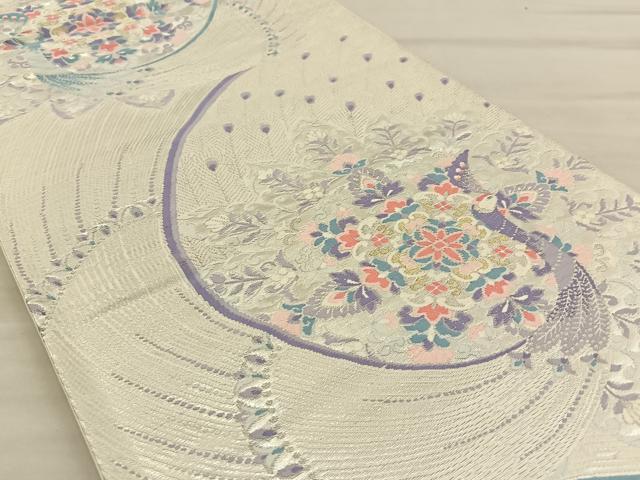 平和屋着物◎六通柄袋帯 唐織 孔雀華文 金銀糸 正絹 逸品 BAAT8821fc