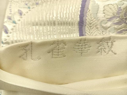 平和屋着物◎六通柄袋帯 唐織 孔雀華文 金銀糸 正絹 逸品 BAAT8821fc