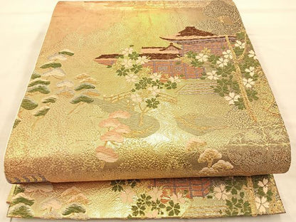 平和屋着物◎六通柄袋帯 唐織 京洛百景文 金糸 正絹 逸品 BAAT8828fc