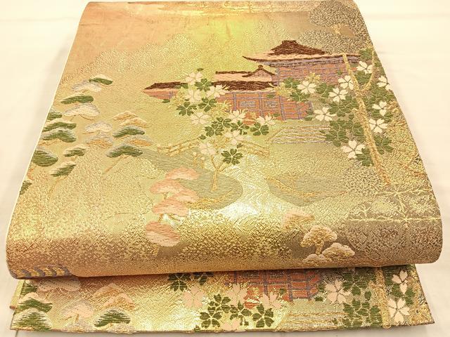 平和屋着物◎六通柄袋帯 唐織 京洛百景文 金糸 正絹 逸品 BAAT8828fc