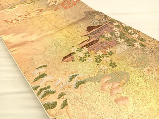 平和屋着物◎六通柄袋帯 唐織 京洛百景文 金糸 正絹 逸品 BAAT8828fc
