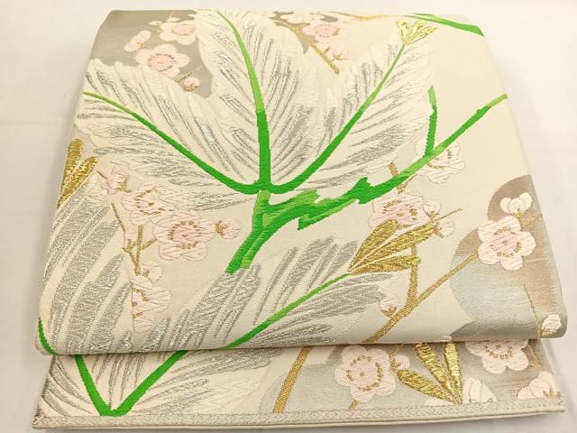 平和屋着物◎六通柄袋帯 唐織 梅松文 金銀糸 正絹 逸品 BAAT8848yt