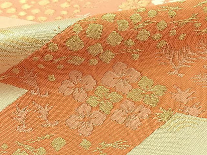 平和屋着物◎六通柄袋帯 松皮菱花文 金糸 正絹 逸品 BAAT8888yt