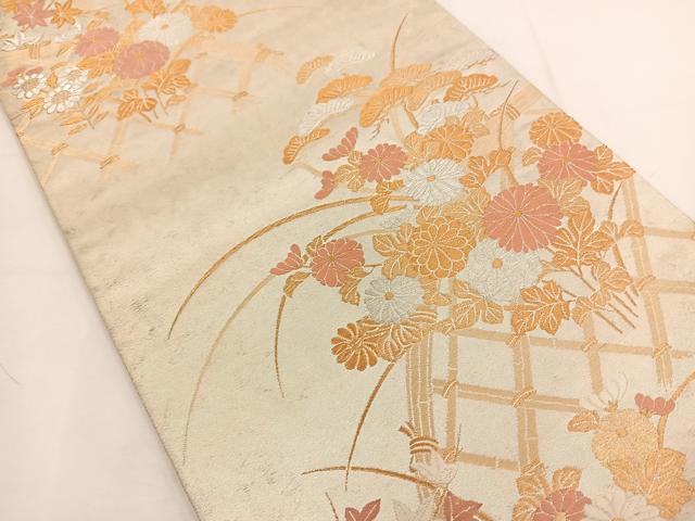 平和屋着物◎六通柄袋帯 間垣草文 金銀糸 引箔 正絹 逸品 BAAT8890yt