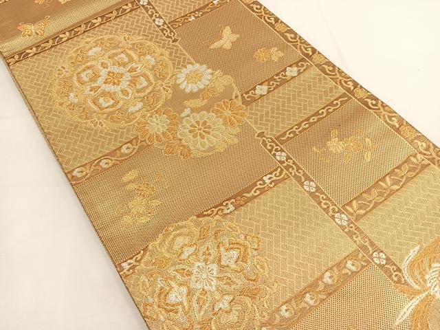 平和屋着物◎六通柄袋帯 煌寿の華 金銀糸 正絹 逸品 BAAT8892yt