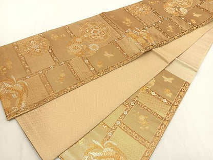 平和屋着物◎六通柄袋帯 煌寿の華 金銀糸 正絹 逸品 BAAT8892yt