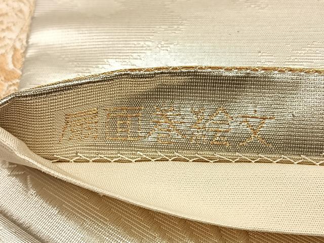 平和屋着物◎六通柄袋帯 扇面巻絵文 金彩箔錦 正絹 逸品 BAAT8899yt