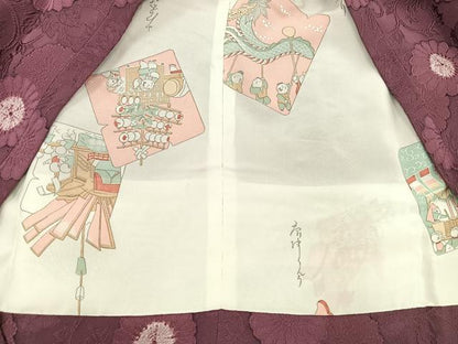平和屋着物∞道行コート 菊唐草文 正絹 逸品 BAAT8922gt