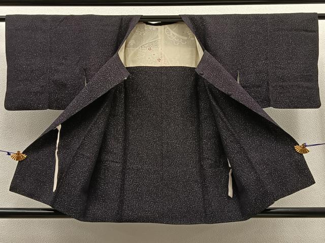 平和屋着物＃道行コート　唐草文　黒地　銀通し地　正絹　逸品　BAAT8924gt