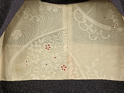 平和屋着物＃道行コート　唐草文　黒地　銀通し地　正絹　逸品　BAAT8924gt