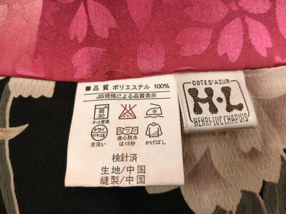 平和屋着物＃H・L（アッシュエル）　HENRI-LUC CHAPUIS　長羽織　鼓花文　黒地　洗える着物　BAAT8929gt