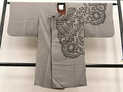 平和屋着物＃コート作家 三本賢 道行コート ロング丈 花唐草文 金彩 正絹 逸品 BAAT8931gt
