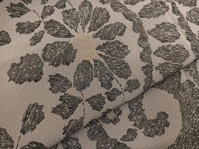 平和屋着物＃コート作家 三本賢 道行コート ロング丈 花唐草文 金彩 正絹 逸品 BAAT8931gt