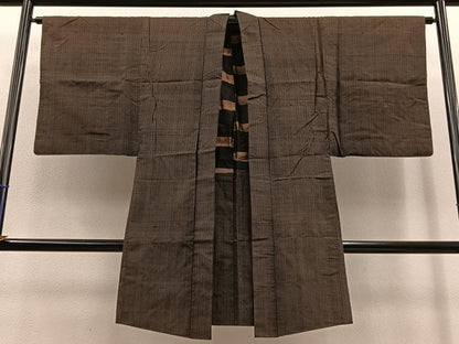 平和屋着物∞男性　長羽織　紬　縞　正絹　逸品　BAAT8940gt