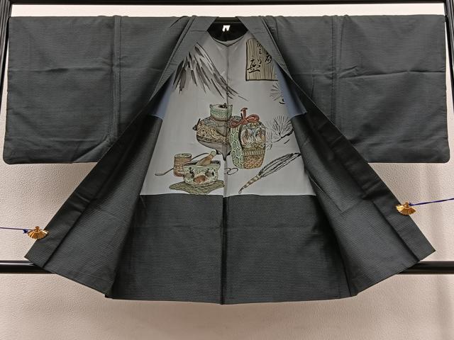 平和屋着物∞男性 羽織 本場大島紬 100亀甲 総詰め 正絹 逸品 BAAT8948gt