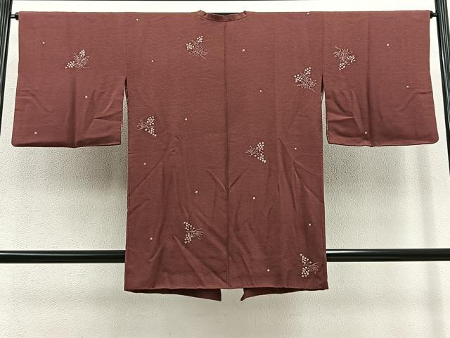平和屋着物∞道行コート ロング丈 絞り 枝花文 鈴乃屋扱い 正絹 逸品 BAAT8951gt