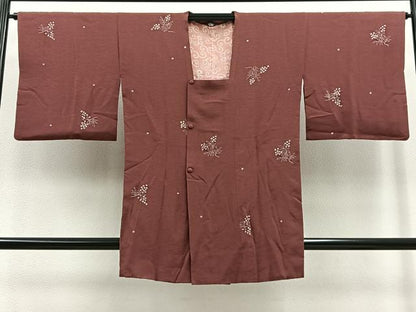 平和屋着物∞道行コート ロング丈 絞り 枝花文 鈴乃屋扱い 正絹 逸品 BAAT8951gt