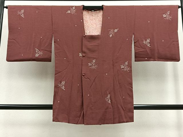 平和屋着物∞道行コート ロング丈 絞り 枝花文 鈴乃屋扱い 正絹 逸品 BAAT8951gt