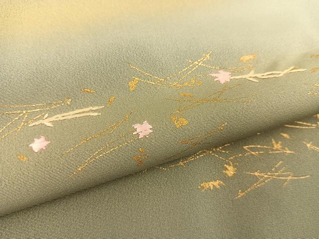 平和屋着物∞道行コート 刺繍 吹き寄せ文 暈し染め 金彩 正絹 逸品 BAAT8956gt