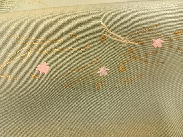 平和屋着物∞道行コート 刺繍 吹き寄せ文 暈し染め 金彩 正絹 逸品 BAAT8956gt