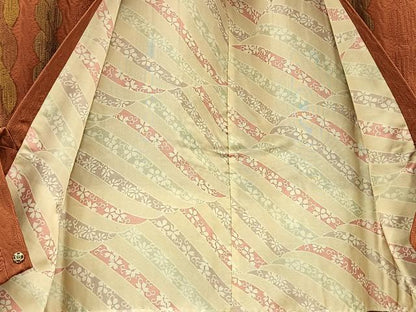 平和屋着物∞道行コート　ロング丈　捻り紐文　正絹　逸品　未使用　BAAT8967gt