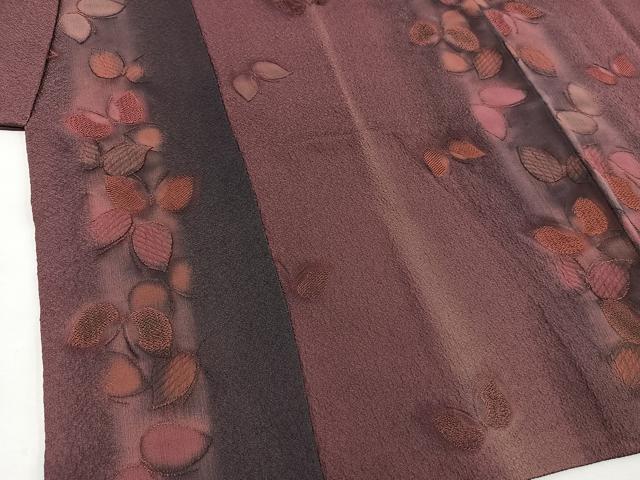 平和屋着物∞道中着　ロング丈　ふくれ織　舞蝶文　暈し染め　正絹　逸品　BAAT8968gt