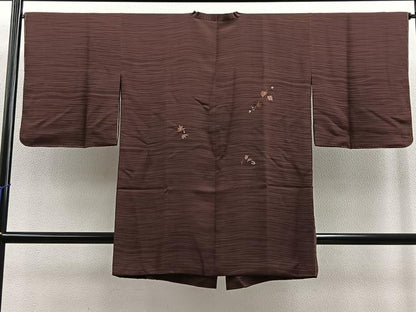 平和屋着物∞道行コート ロング丈 総刺繍 枝葉文 正絹 逸品 未使用 BAAT8970gt